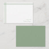 Eenvoudige Script Sage Green 2 Side Double Border Notitiekaartje (Voorkant / Achterkant)