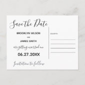 Eenvoudige Script Save The Date-ansichtkaarten Aankondigingskaart (Achterkant)