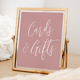 Eenvoudige Script Stof Roze Trouwkaarten en Cadeau Poster