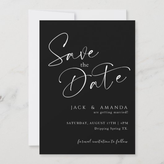 Eenvoudige Script typografie Trouwen sla de datum  Save The Date (Voorkant)
