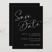 Eenvoudige Script typografie Trouwen sla de datum  Save The Date (Voorkant / Achterkant)