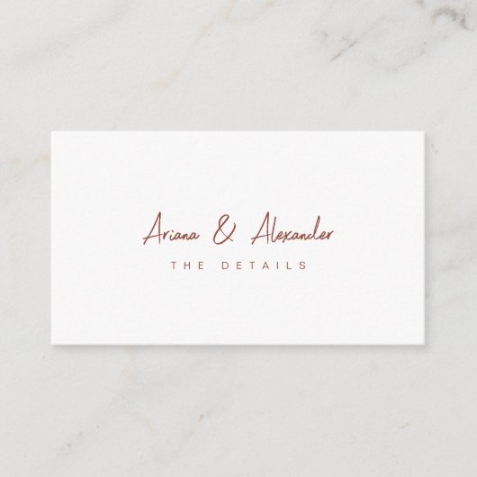 Eenvoudige Script Wedding Guest Detail Enclosure K Informatiekaartje (Voorkant)
