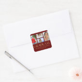 Eenvoudige scriptaankondiging van multi-foto-Afstu Vierkante Sticker (Envelop)