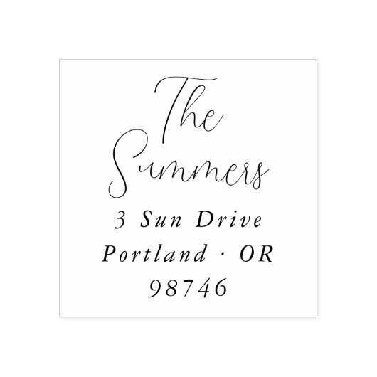 Eenvoudige scriptbelettering Familienaam Retouradr Rubberstempel (Afrduk)