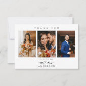 Eenvoudige scripthartfoto Mr en Mrs Wedding Bedankkaart (Voorkant)