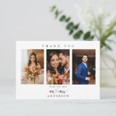 Eenvoudige scripthartfoto Mr en Mrs Wedding Bedankkaart (Staand voorkant)