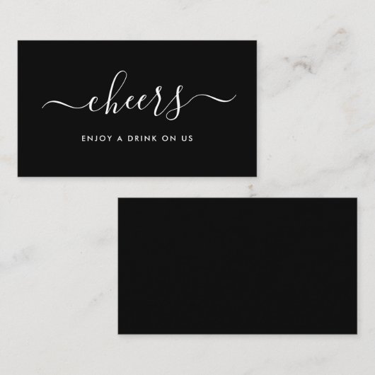 Eenvoudige scriptloze Drinken — zwart-wit Informatiekaartje (Voorkant / Achterkant)