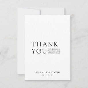 Eenvoudige scriptminimalistische bruiloft foto bedankkaart