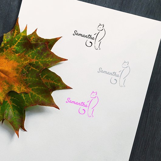 Eenvoudige scriptnaam Cat Rubberstempel