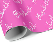 Eenvoudige scriptnaam gepersonaliseerd roze cadeaupapier (Rol Hoek)