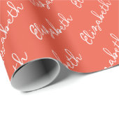 Eenvoudige scriptnaam gepersonaliseerd Sinaasappel Cadeaupapier (Rol Hoek)