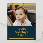 Eenvoudige scriptnaam Minimale foto Folie Feestdagen Briefkaart (Voorkant)