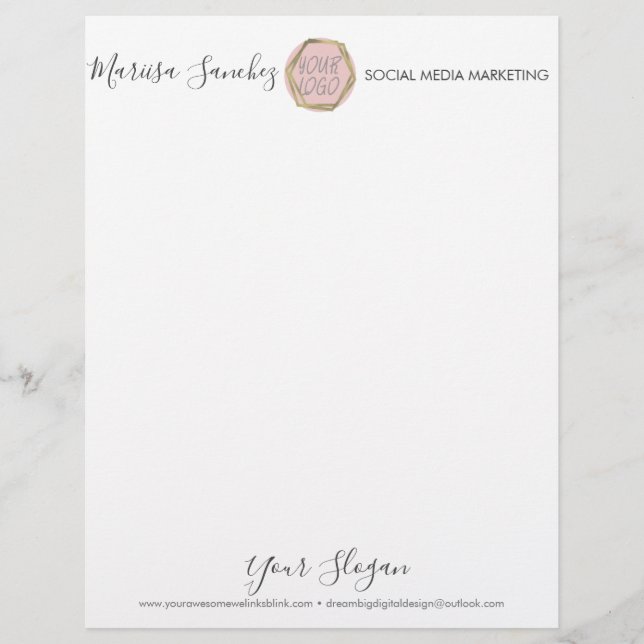 Eenvoudige scriptnaam Uw Logo Letterhead Briefhoofd (Voorkant)