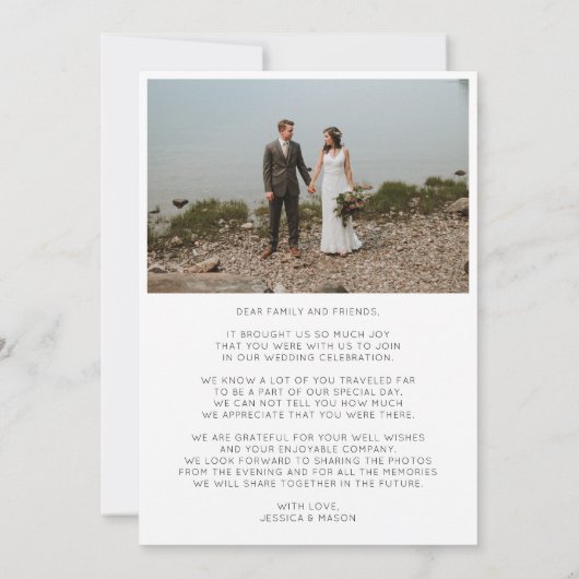 Eenvoudige scriptweduwfoto Hartelijk dank Bedankkaart (Achterkant)