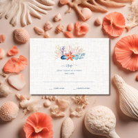 Eenvoudige Seashell Beach RSVP-kaart