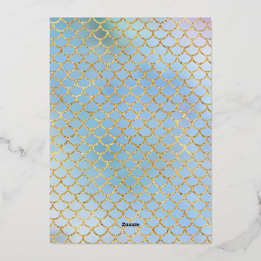 Eenvoudige Seashell en Waterverf Fishscale Folie Uitnodiging (Achterkant)