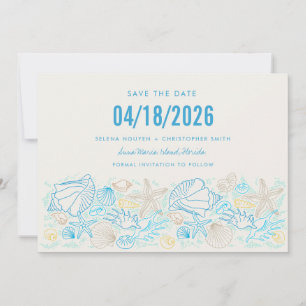Eenvoudige Seashell Foto Strand Bruiloft Save the Save The Date