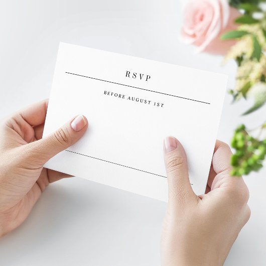 Eenvoudige serif moderne typografie bruiloft RSVP kaartje