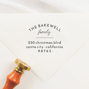 Eenvoudige Serif Verdeelde Details Familie Retoura Rubberstempel