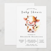 Eenvoudige sierlijke Koe Baby shower Kaart (Voorkant / Achterkant)