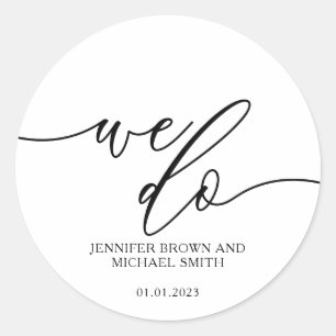 Eenvoudige Signature Bruiloftsviering Wij doen Ronde Sticker
