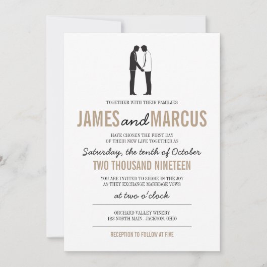 Eenvoudige Silhouetten bruiloft uitnodiging (Voorkant)