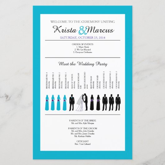 Eenvoudige Silhouettes Wedding Program Fan (Voorkant)