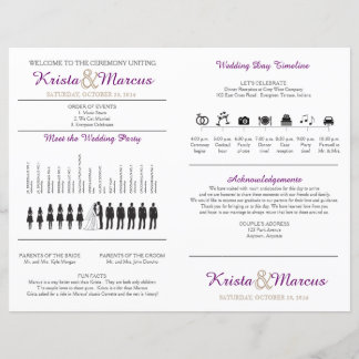 Eenvoudige Silhouettes Wedding Program Fan