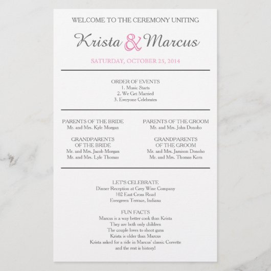 Eenvoudige Silhouettes Wedding Program Flyer-CATS (Voorkant)