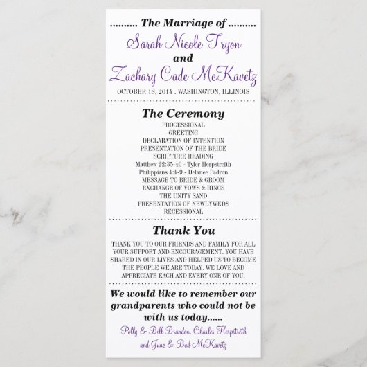 Eenvoudige Silhouettes Wedding Program Rack Kaart- Programma (Voorkant)