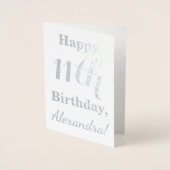 Eenvoudige Silver Foil 11th Birthday + aangepaste Folie Kaarten (Voorkant)