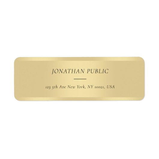 Eenvoudige Sjabloon Gold Modern Cursive Text Font Etiket (Voorkant)