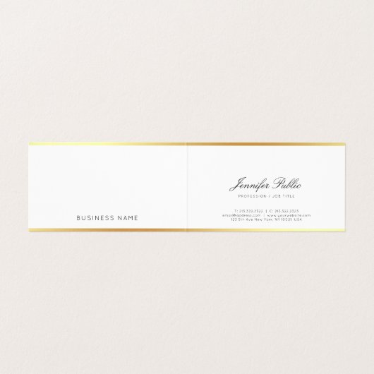 Eenvoudige Sjabloon Modern Goud Elegant Handschrif Visitekaartjes (Binnenkant ongevouwen)