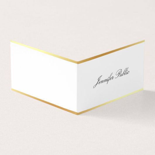 Eenvoudige Sjabloon Modern Goud Elegant Handschrif Visitekaartjes (Buitenkant)