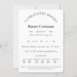 Eenvoudige Sjabloon voedseletiketten voor katoen Kaart