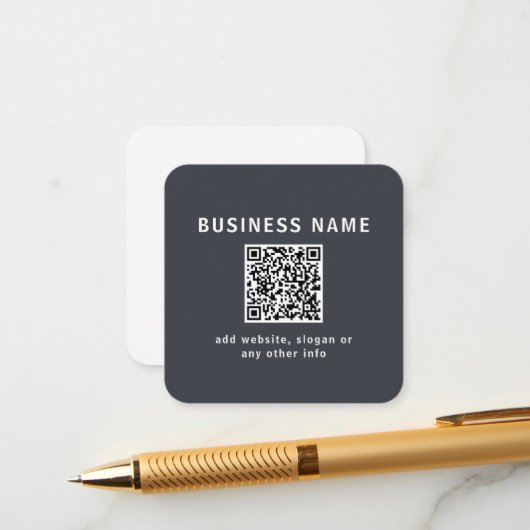 Eenvoudige Sjabloon voor uw QR-code | Donker grijs (Voorkant / Achterkant in situ)