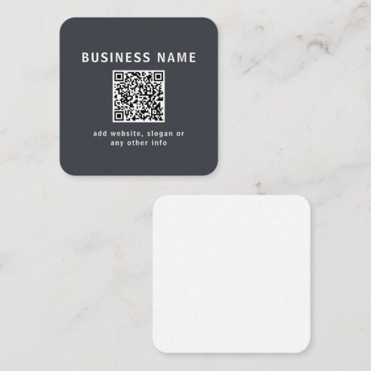 Eenvoudige Sjabloon voor uw QR-code | Donker grijs (Voorkant / Achterkant)