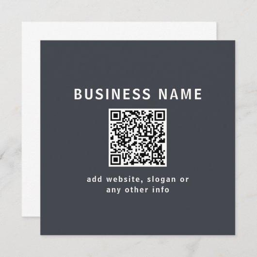 Eenvoudige Sjabloon voor uw QR-code | Donker grijs (Voorkant / Achterkant)