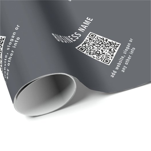 Eenvoudige Sjabloon voor uw QR-code | Donker grijs Cadeaupapier (Rol Hoek)