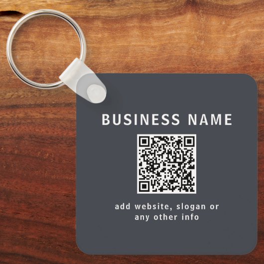 Eenvoudige Sjabloon voor uw QR-code | Donker grijs Sleutelhanger (Voorkant)