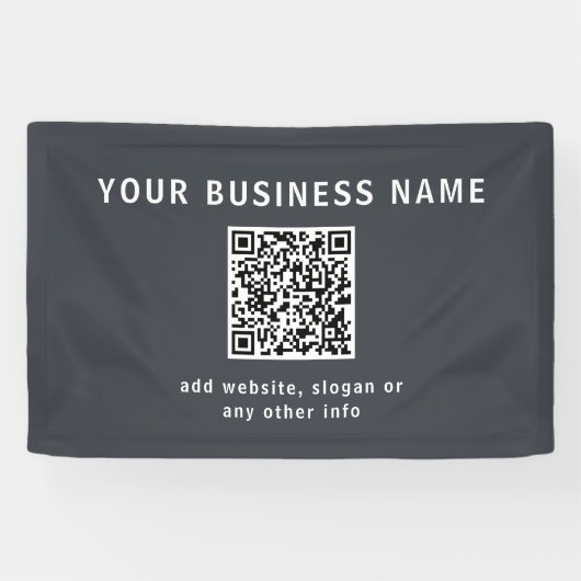Eenvoudige Sjabloon voor uw QR-code | Donker grijs Spandoek (Horizontaal)