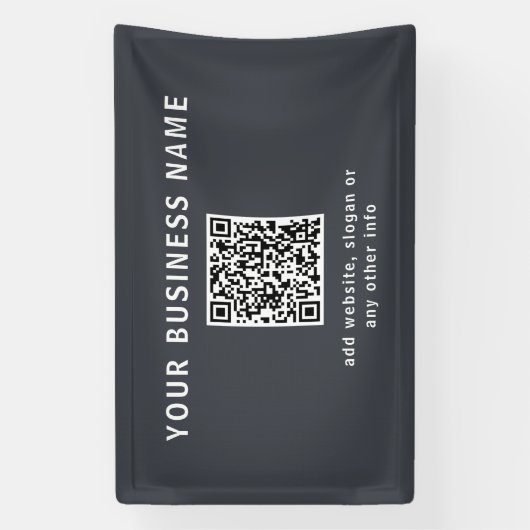Eenvoudige Sjabloon voor uw QR-code | Donker grijs Spandoek (Verticaal)