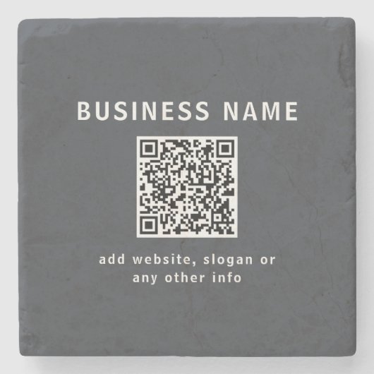 Eenvoudige Sjabloon voor uw QR-code | Donker grijs Stenen Onderzetter (Voorkant)