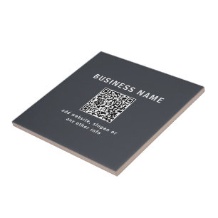 Eenvoudige Sjabloon voor uw QR-code   Donker grijs Tegeltje