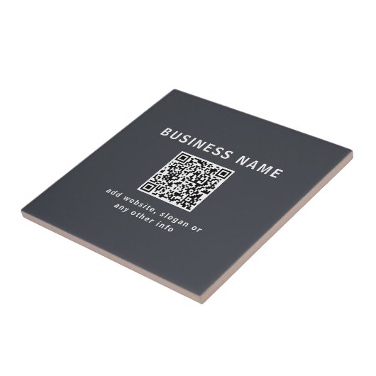 Eenvoudige Sjabloon voor uw QR-code | Donker grijs Tegeltje (Zijkant)