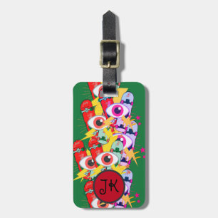 Eenvoudige skateboard ogen van 90 s personaliseren bagagelabel