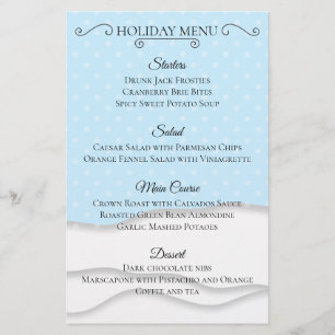 Eenvoudige sneeuw kerstdiner menu