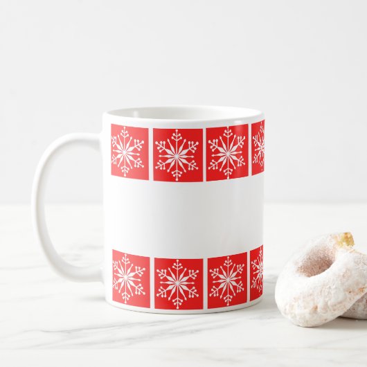 Eenvoudige sneeuwvlok Feestelijke Patroon Mok. Koffiemok (Met donut)