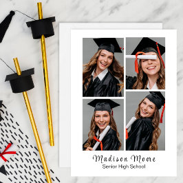 Eenvoudige SNELLE AFDRUK 4 FOTO Afstudeeraankondig Aankondiging