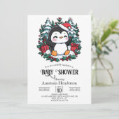 Eenvoudige Snowflake Penguin Baby shower Kaart (Staand voorkant)
